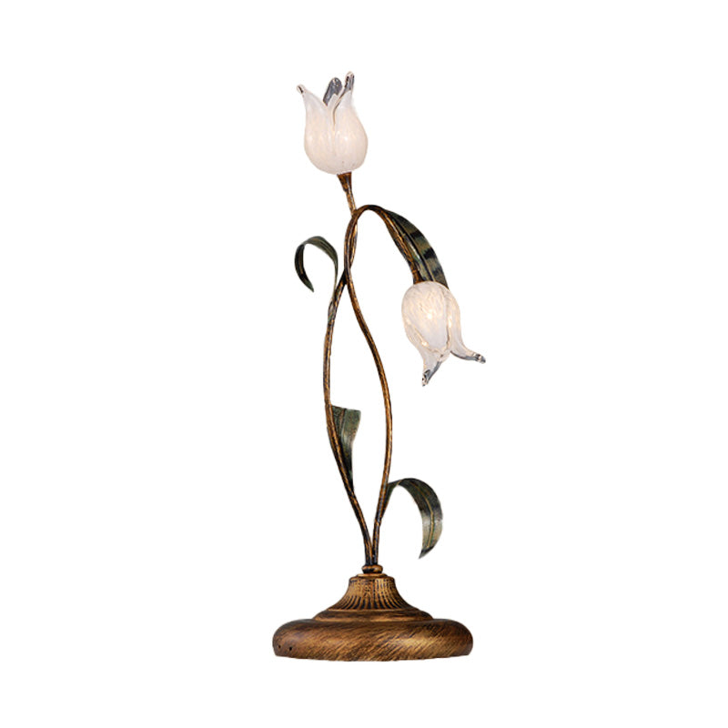 Brass 2/3/7 Heads Nightstand Lighting American Garden Metal Tulip LED Night Table Light for Living Room Clearhalo 'Lamps' 'Table Lamps' Lighting' 401662