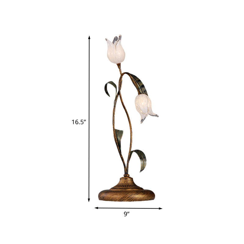 Brass 2/3/7 Heads Nightstand Lighting American Garden Metal Tulip LED Night Table Light for Living Room Clearhalo 'Lamps' 'Table Lamps' Lighting' 401664