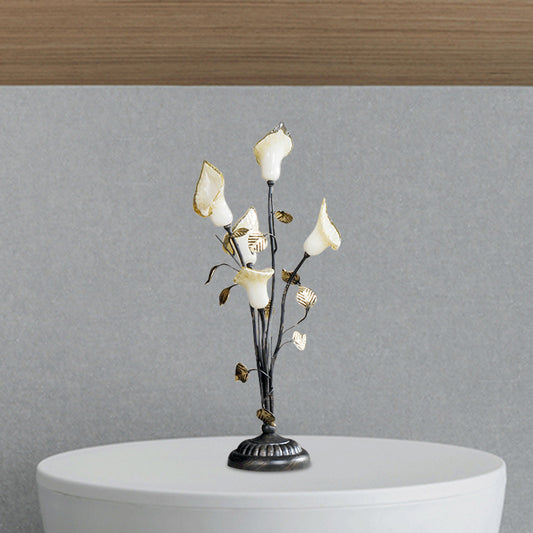 5 Heads Flower Night Lighting Vintage Bronze Metal LED Nightstand Light for Living Room Bronze Clearhalo 'Lamps' 'Table Lamps' Lighting' 401682