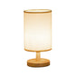 Fabric Cylinder Task Lighting Japanese 1 Bulb Reading Lamp in White/Flaxen with Wood Base Clearhalo 'Lamps' 'Table Lamps' Lighting' 402021