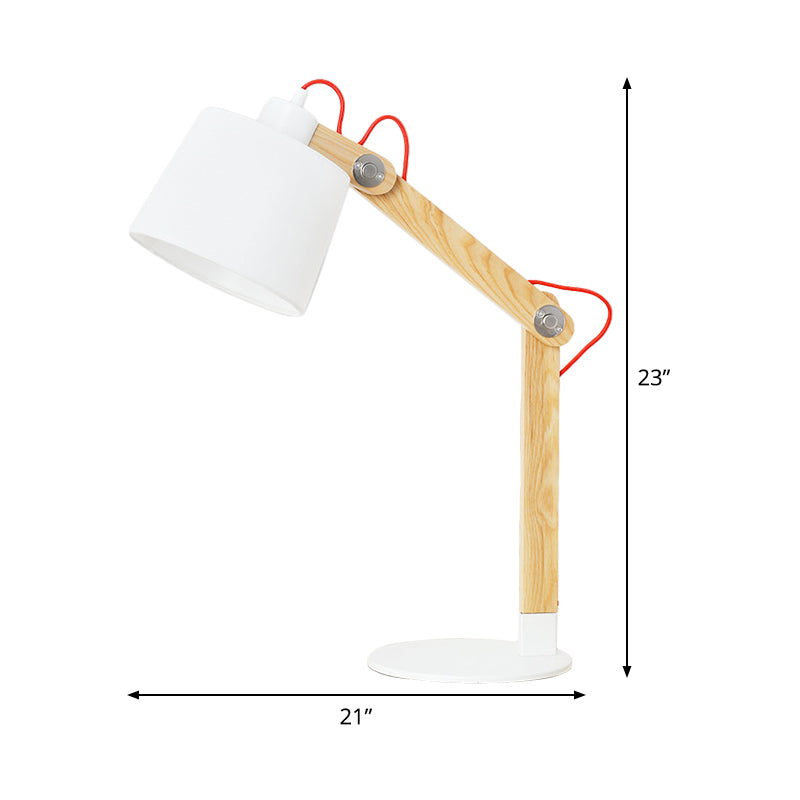 Drum Reading Light Modern Fabric 1 Head Nightstand Lamp in White with Rotating Node Clearhalo 'Lamps' 'Table Lamps' Lighting' 402060