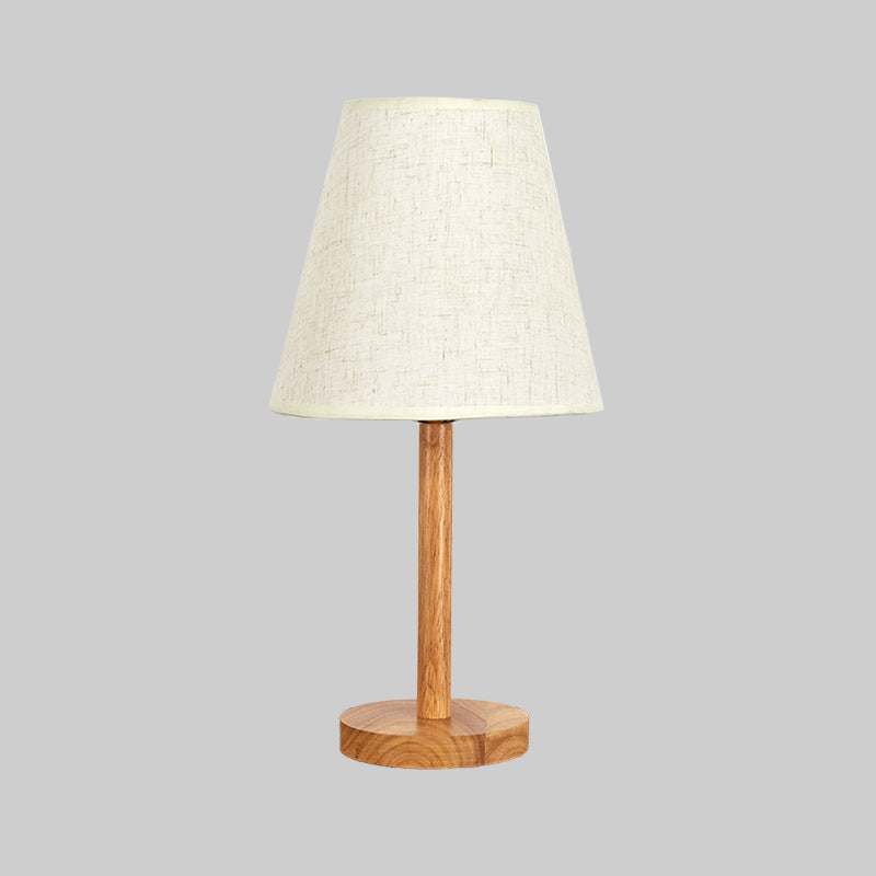 1 Bulb Conical Study Lamp Modern Fabric Reading Book Light in Wood for Living Room Clearhalo 'Lamps' 'Table Lamps' Lighting' 402079
