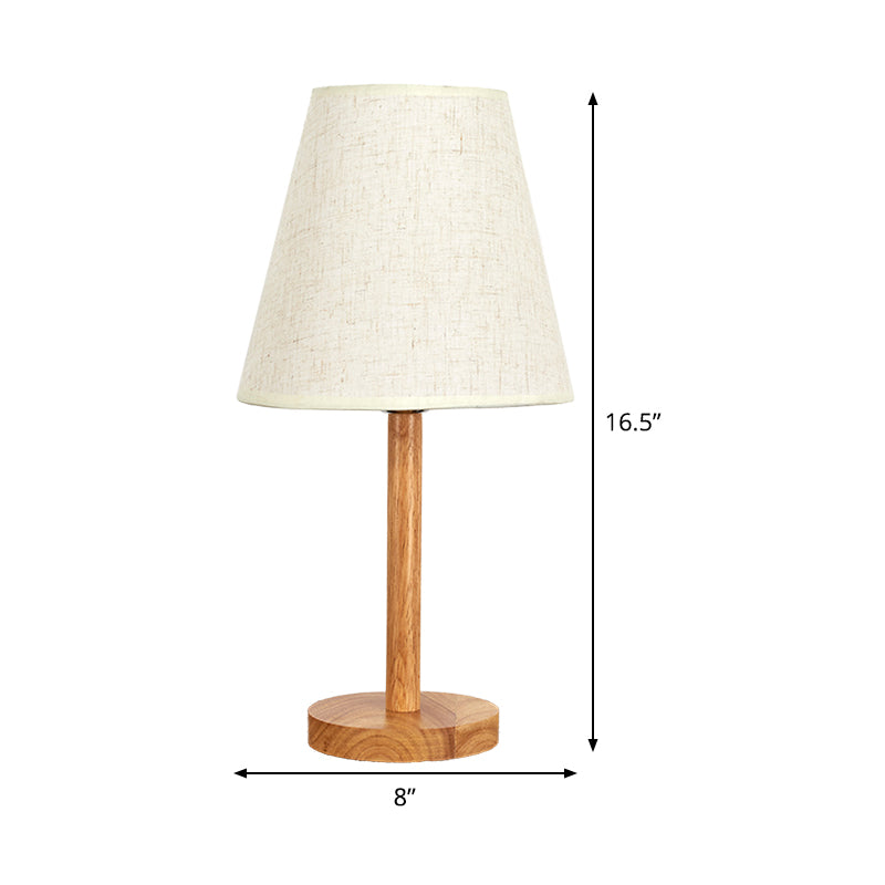 1 Bulb Conical Study Lamp Modern Fabric Reading Book Light in Wood for Living Room Clearhalo 'Lamps' 'Table Lamps' Lighting' 402080