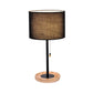 Modernist Cylinder Task Light Fabric 1 Bulb Reading Lamp in Black/Flaxen with Pull Chain Clearhalo 'Lamps' 'Table Lamps' Lighting' 402146