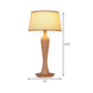 Modern Urn-Shaped Desk Lamp Wood 1 Bulb Table Light in Beige with Drum Fabric Shade Clearhalo 'Lamps' 'Table Lamps' Lighting' 402185