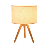 1 Bulb Bedside Task Lighting Modern Wood Night Table Lamp with Cylinder Fabric Shade Clearhalo 'Lamps' 'Table Lamps' Lighting' 402237