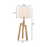 1 Head Barrel Shade Desk Lamp Modern Fabric Table Light in White with Wood Tripod Clearhalo 'Lamps' 'Table Lamps' Lighting' 402295