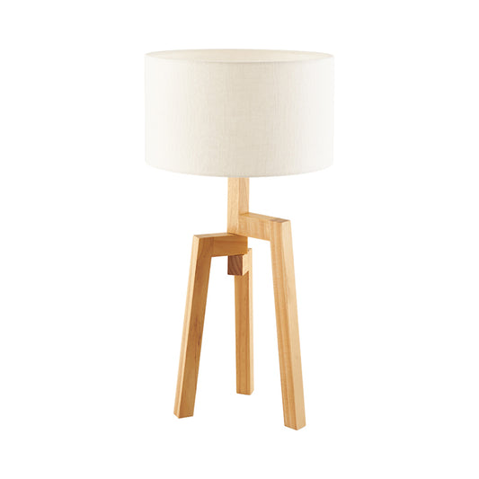 1 Bulb Bedside Task Lighting Modern White Night Table Lamp with Drum Fabric Shade Clearhalo 'Lamps' 'Table Lamps' Lighting' 402298