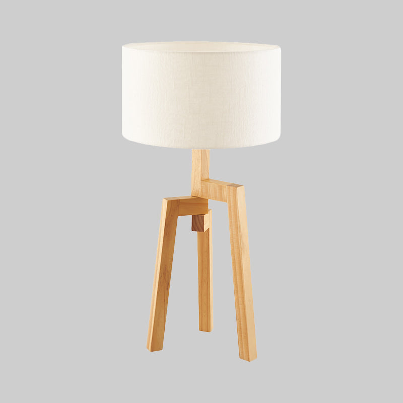 1 Bulb Bedside Task Lighting Modern White Night Table Lamp with Drum Fabric Shade Clearhalo 'Lamps' 'Table Lamps' Lighting' 402299