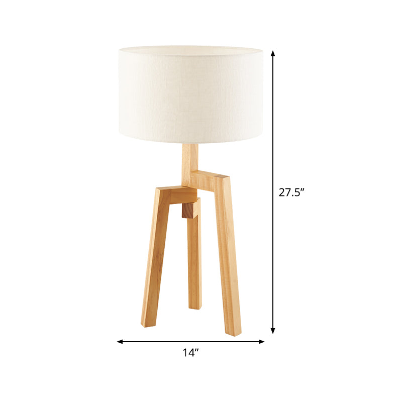 1 Bulb Bedside Task Lighting Modern White Night Table Lamp with Drum Fabric Shade Clearhalo 'Lamps' 'Table Lamps' Lighting' 402300