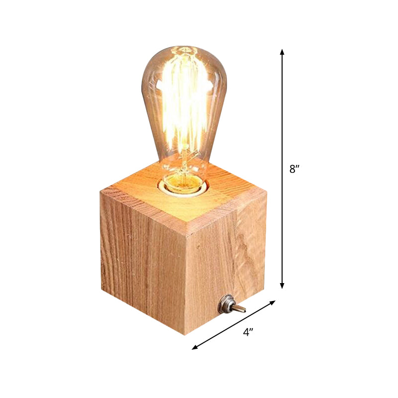 Wood Square Table Light Contemporary 1 Bulb Small Desk Lamp in Beige for Living Room Clearhalo 'Lamps' 'Table Lamps' Lighting' 402324