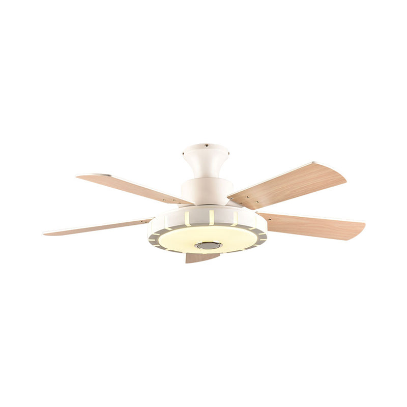 Circular Living Room Fan Lamp Modernism Metal LED 32" W White Semi Flush Mount Ceiling Light with 5 Blades Clearhalo 'Ceiling Fans with Lights' 'Ceiling Fans' 'Modern Ceiling Fans' 'Modern' Lighting' 402406