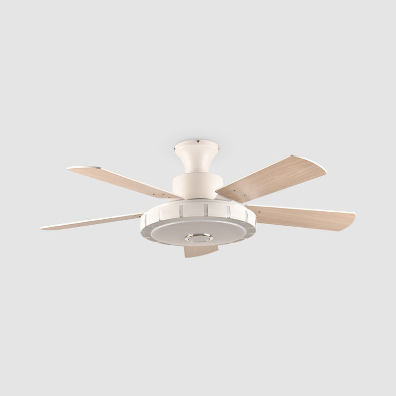 Circular Living Room Fan Lamp Modernism Metal LED 32" W White Semi Flush Mount Ceiling Light with 5 Blades Clearhalo 'Ceiling Fans with Lights' 'Ceiling Fans' 'Modern Ceiling Fans' 'Modern' Lighting' 402407
