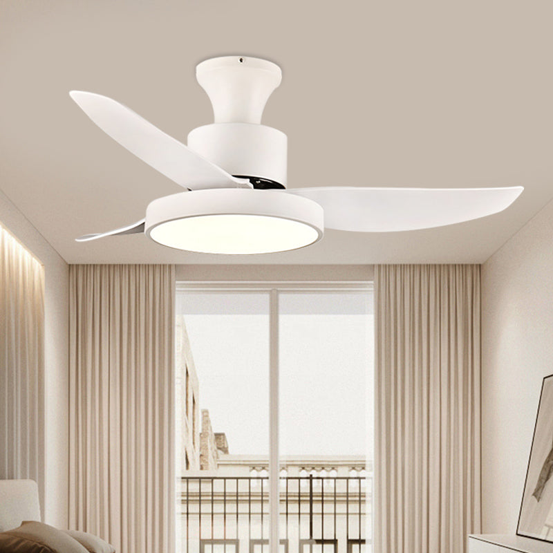 40" Wide White LED Hanging Fan Lighting Contemporary Metal Circle Semi Flush Mount Light Fixture for Bedroom, 3 Blades Clearhalo 'Ceiling Fans with Lights' 'Ceiling Fans' 'Modern Ceiling Fans' 'Modern' Lighting' 402415