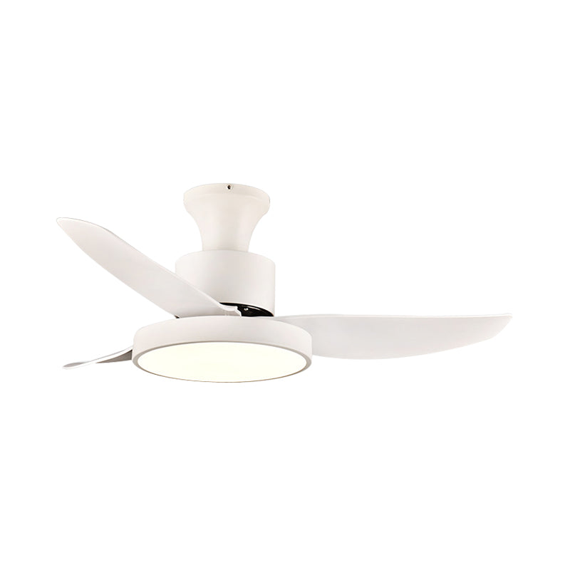 40" Wide White LED Hanging Fan Lighting Contemporary Metal Circle Semi Flush Mount Light Fixture for Bedroom, 3 Blades Clearhalo 'Ceiling Fans with Lights' 'Ceiling Fans' 'Modern Ceiling Fans' 'Modern' Lighting' 402417