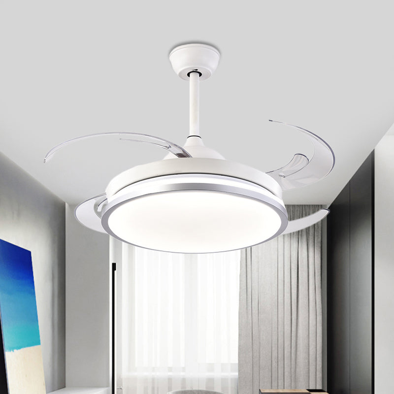 Modern Circular Ceiling Fan Lamp LED Metal Semi Flush Mount Light in White with 8 Blades for Bedroom, 48" W Clearhalo 'Ceiling Fans with Lights' 'Ceiling Fans' 'Modern Ceiling Fans' 'Modern' Lighting' 402437