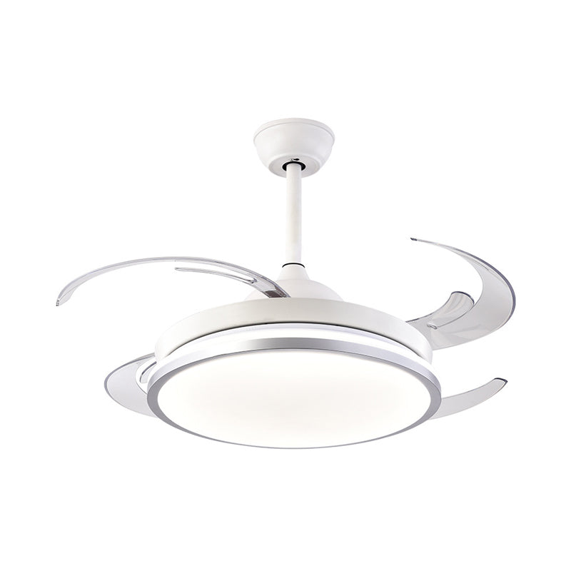 Modern Circular Ceiling Fan Lamp LED Metal Semi Flush Mount Light in White with 8 Blades for Bedroom, 48" W Clearhalo 'Ceiling Fans with Lights' 'Ceiling Fans' 'Modern Ceiling Fans' 'Modern' Lighting' 402438