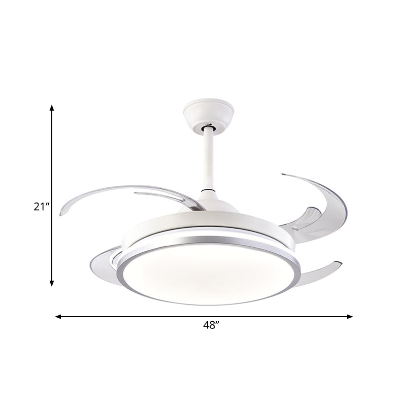 Modern Circular Ceiling Fan Lamp LED Metal Semi Flush Mount Light in White with 8 Blades for Bedroom, 48" W Clearhalo 'Ceiling Fans with Lights' 'Ceiling Fans' 'Modern Ceiling Fans' 'Modern' Lighting' 402439