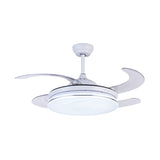 Acrylic White Pendant Fan Lamp Ring 36" W LED Minimalist Semi Flush Ceiling Light Fixture for Bedroom with 4 Blades, Remote/Wall Control/Remote and Wall Control Clearhalo 'Ceiling Fans with Lights' 'Ceiling Fans' 'Modern Ceiling Fans' 'Modern' Lighting' 402503