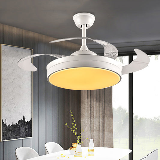 LED Acrylic Ceiling Fan Lighting Contemporary White Ring Dining Room Semi Flush Mount Light Fixture with 8 Blades, 36"/42" Wide White Clearhalo 'Ceiling Fans with Lights' 'Ceiling Fans' 'Modern Ceiling Fans' 'Modern' Lighting' 402529