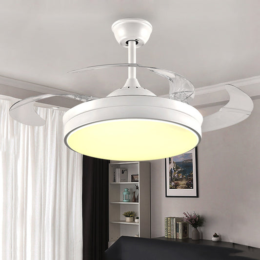 LED Acrylic Ceiling Fan Lighting Contemporary White Ring Dining Room Semi Flush Mount Light Fixture with 8 Blades, 36"/42" Wide Clearhalo 'Ceiling Fans with Lights' 'Ceiling Fans' 'Modern Ceiling Fans' 'Modern' Lighting' 402530