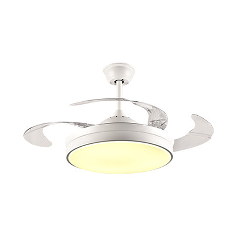 LED Acrylic Ceiling Fan Lighting Contemporary White Ring Dining Room Semi Flush Mount Light Fixture with 8 Blades, 36"/42" Wide Clearhalo 'Ceiling Fans with Lights' 'Ceiling Fans' 'Modern Ceiling Fans' 'Modern' Lighting' 402531