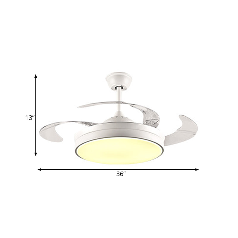 LED Acrylic Ceiling Fan Lighting Contemporary White Ring Dining Room Semi Flush Mount Light Fixture with 8 Blades, 36"/42" Wide Clearhalo 'Ceiling Fans with Lights' 'Ceiling Fans' 'Modern Ceiling Fans' 'Modern' Lighting' 402533