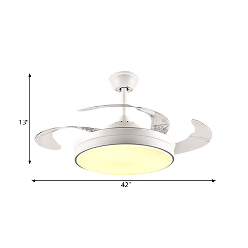 LED Acrylic Ceiling Fan Lighting Contemporary White Ring Dining Room Semi Flush Mount Light Fixture with 8 Blades, 36"/42" Wide Clearhalo 'Ceiling Fans with Lights' 'Ceiling Fans' 'Modern Ceiling Fans' 'Modern' Lighting' 402534