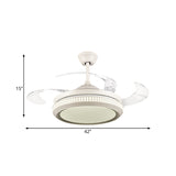Round Acrylic Hanging Fan Lamp Contemporary LED Living Room Semi Flush Ceiling Light in White with 8 Clear Blades, 42" W Clearhalo 'Ceiling Fans with Lights' 'Ceiling Fans' 'Modern Ceiling Fans' 'Modern' Lighting' 402539