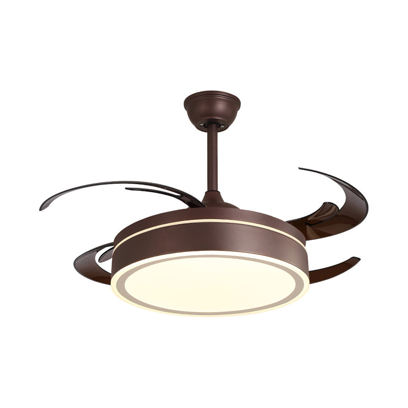 Metal Circular Hanging Fan Lighting Simple LED Living Room Semi Flush Mount Light in White/Dark Coffee with 8 Blades, 45" W Clearhalo 'Ceiling Fans with Lights' 'Ceiling Fans' 'Modern Ceiling Fans' 'Modern' Lighting' 402547