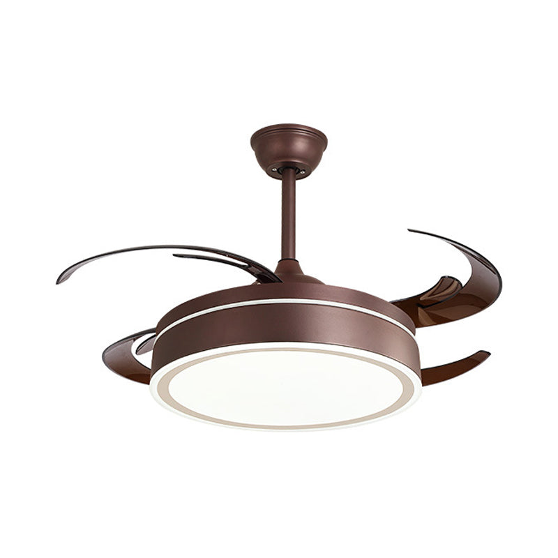 Metal Circular Hanging Fan Lighting Simple LED Living Room Semi Flush Mount Light in White/Dark Coffee with 8 Blades, 45" W Clearhalo 'Ceiling Fans with Lights' 'Ceiling Fans' 'Modern Ceiling Fans' 'Modern' Lighting' 402548