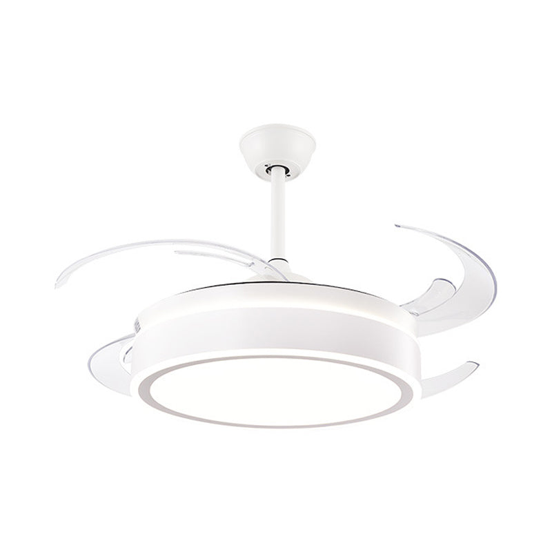 Metal Circular Hanging Fan Lighting Simple LED Living Room Semi Flush Mount Light in White/Dark Coffee with 8 Blades, 45" W Clearhalo 'Ceiling Fans with Lights' 'Ceiling Fans' 'Modern Ceiling Fans' 'Modern' Lighting' 402551