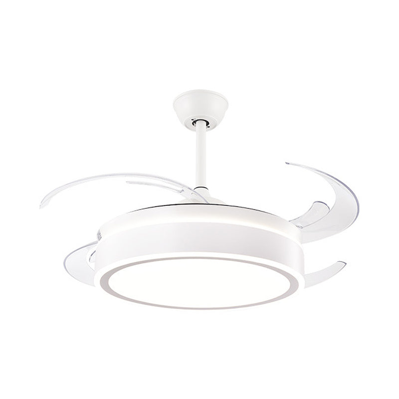 Metal Circular Hanging Fan Lighting Simple LED Living Room Semi Flush Mount Light in White/Dark Coffee with 8 Blades, 45" W Clearhalo 'Ceiling Fans with Lights' 'Ceiling Fans' 'Modern Ceiling Fans' 'Modern' Lighting' 402551
