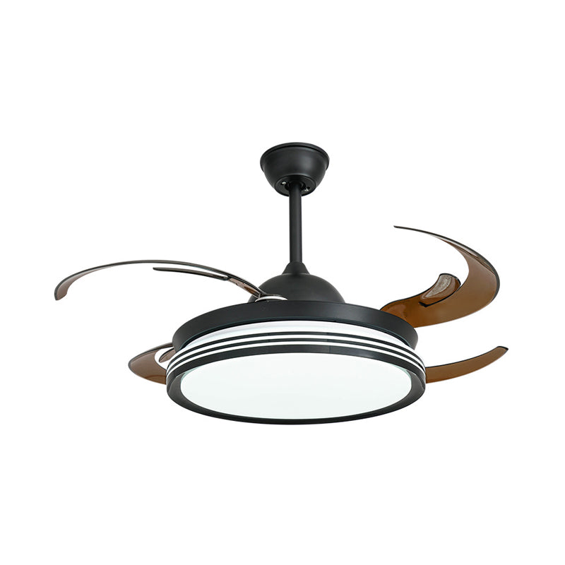 48" W Contemporary Circle Pendant Fan Lamp LED Acrylic Semi Flush Mount Ceiling Light in Black/White/Nickle for Bedroom, 8 Blades Clearhalo 'Ceiling Fans with Lights' 'Ceiling Fans' 'Modern Ceiling Fans' 'Modern' Lighting' 402555