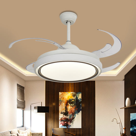 Ring Dining Room Fan Lamp Simplicity Metal LED White Semi Flush Mount Light Fixture with 8 Blades, 48.5" Wide Clearhalo 'Ceiling Fans with Lights' 'Ceiling Fans' 'Modern Ceiling Fans' 'Modern' Lighting' 402566