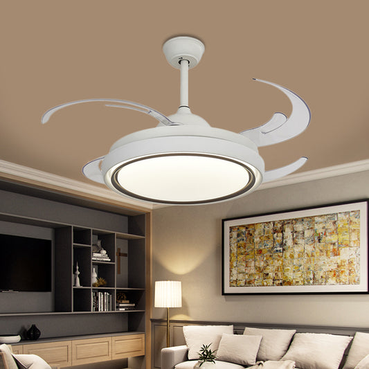 Ring Dining Room Fan Lamp Simplicity Metal LED White Semi Flush Mount Light Fixture with 8 Blades, 48.5" Wide Clearhalo 'Ceiling Fans with Lights' 'Ceiling Fans' 'Modern Ceiling Fans' 'Modern' Lighting' 402567