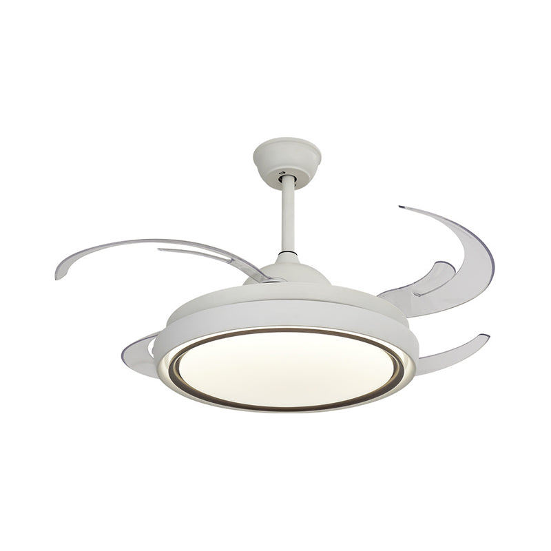Ring Dining Room Fan Lamp Simplicity Metal LED White Semi Flush Mount Light Fixture with 8 Blades, 48.5" Wide Clearhalo 'Ceiling Fans with Lights' 'Ceiling Fans' 'Modern Ceiling Fans' 'Modern' Lighting' 402568