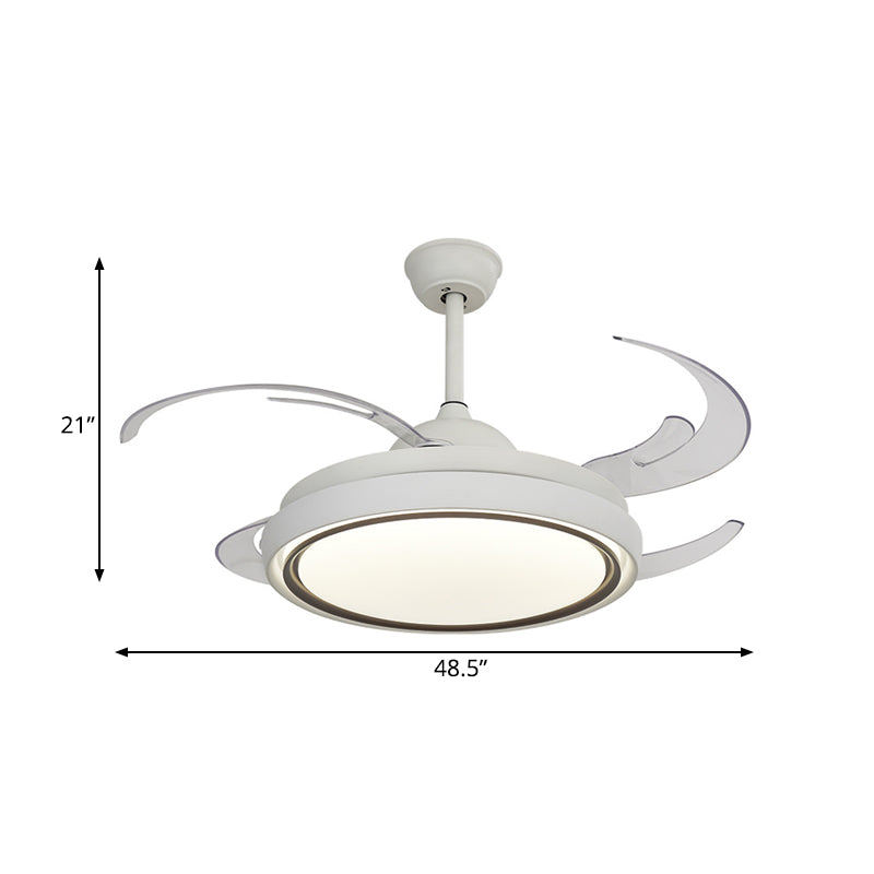 Ring Dining Room Fan Lamp Simplicity Metal LED White Semi Flush Mount Light Fixture with 8 Blades, 48.5" Wide Clearhalo 'Ceiling Fans with Lights' 'Ceiling Fans' 'Modern Ceiling Fans' 'Modern' Lighting' 402569