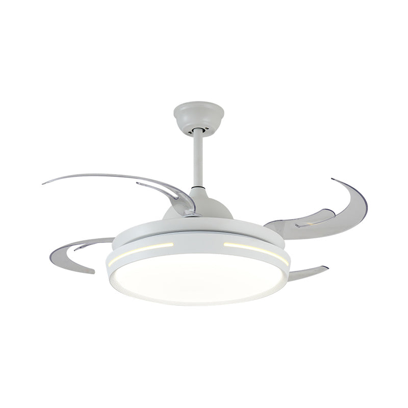 White Round Ceiling Fan Light Modernist Acrylic LED 42" Wide Living Room Semi Flush Mount Lighting with 8 Blades Clearhalo 'Ceiling Fans with Lights' 'Ceiling Fans' 'Modern Ceiling Fans' 'Modern' Lighting' 402573