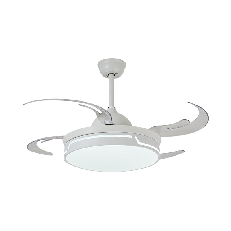 Metal White Ceiling Fan Lamp Circular 42" W LED Modernism Semi Flush Mount Light Fixture for Bedroom, 8 Blades Clearhalo 'Ceiling Fans with Lights' 'Ceiling Fans' 'Modern Ceiling Fans' 'Modern' Lighting' 402578