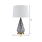 Teardrop Ceramic Table Lamp Modern 1 Bulb Grey Desk Light with White Drum Fabric Shade Clearhalo 'Lamps' 'Table Lamps' Lighting' 402700