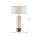 Contemporary 1 Head Desk Light White Cylindrical Night Table Lamp with Fabric Shade Clearhalo 'Lamps' 'Table Lamps' Lighting' 402815