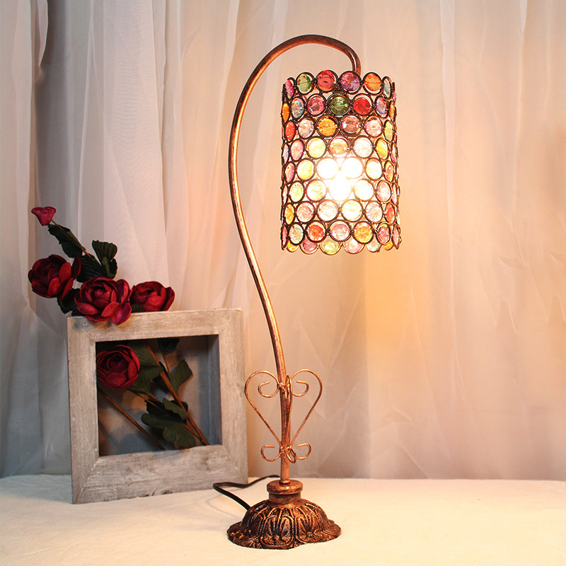 1 Head Metal Table Lamp Vintage Red/Pink/Yellow Dome/Globe