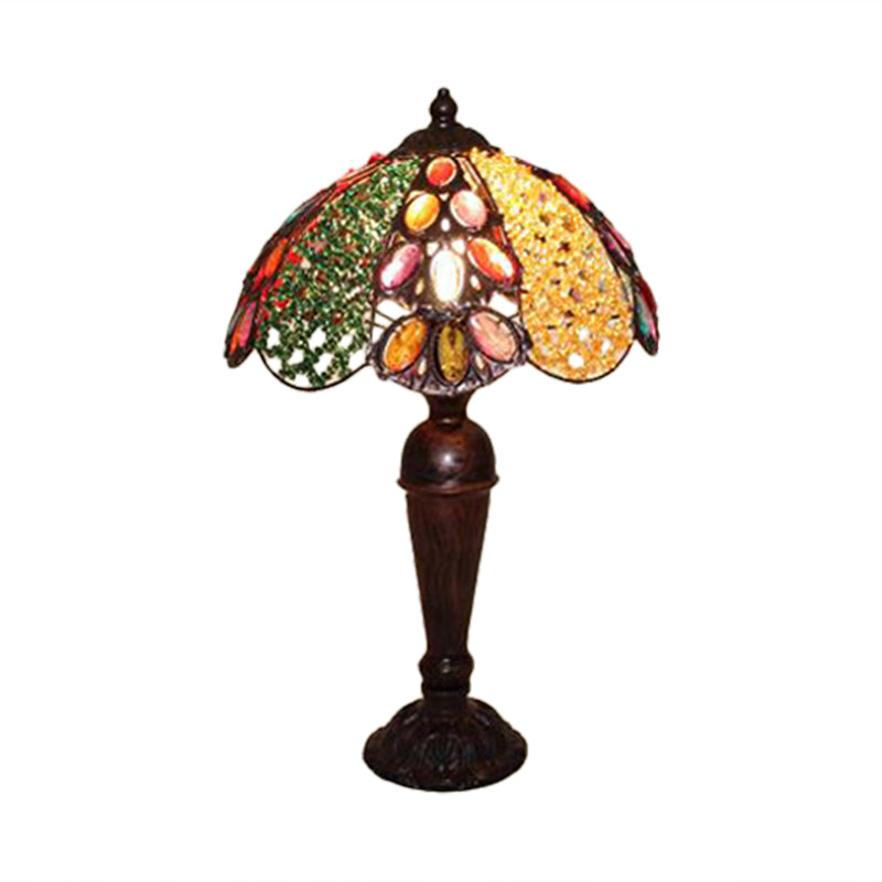 1 Bulb Night Table Lighting Art Deco Dome Metal Nightstand Lamp in Red/Yellow/Green for Living Room Clearhalo 'Lamps' 'Table Lamps' Lighting' 403051