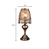 Bohemian Barrel Nightstand Lighting 1 Bulb Metal Night Table Lamp in Brass for Restaurant Clearhalo 'Lamps' 'Table Lamps' Lighting' 403072