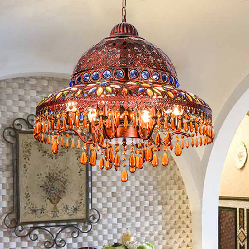 5 Lights Barn Chandelier Light Art Deco Brass Metal Pendant Lighting Fixture for Dining Room Clearhalo 'Ceiling Lights' 'Chandeliers' Lighting' options 403083