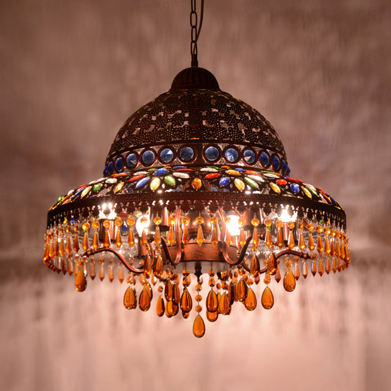 5 Lights Barn Chandelier Light Art Deco Brass Metal Pendant Lighting Fixture for Dining Room Clearhalo 'Ceiling Lights' 'Chandeliers' Lighting' options 403084