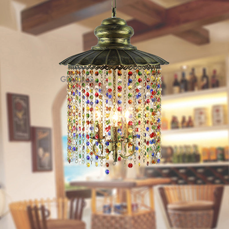 Metal Cascading Chandelier Light Fixture Decorative 3 Heads Restaurant Suspension Pendant in Bronze Clearhalo 'Ceiling Lights' 'Chandeliers' Lighting' options 403093