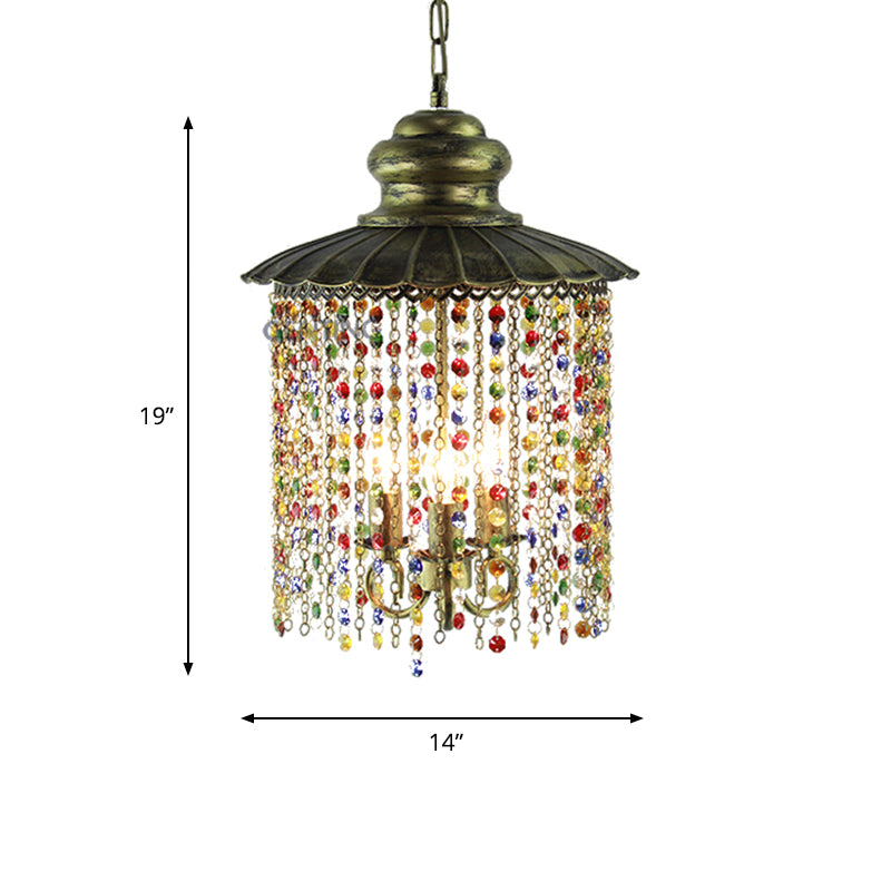 Metal Cascading Chandelier Light Fixture Decorative 3 Heads Restaurant Suspension Pendant in Bronze Clearhalo 'Ceiling Lights' 'Chandeliers' Lighting' options 403096