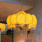 Scalloped Restaurant Chandelier Lighting Bohemian Metal 4 Bulbs Pink/Yellow Pendant Light Fixture Clearhalo 'Ceiling Lights' 'Chandeliers' Lighting' options 403107